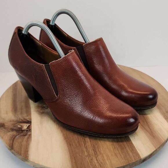 B.O.C. Born Concept Brown Pebble Leather Ankle Comfort Booties Wmns 9.5 - Picture 4 of 12